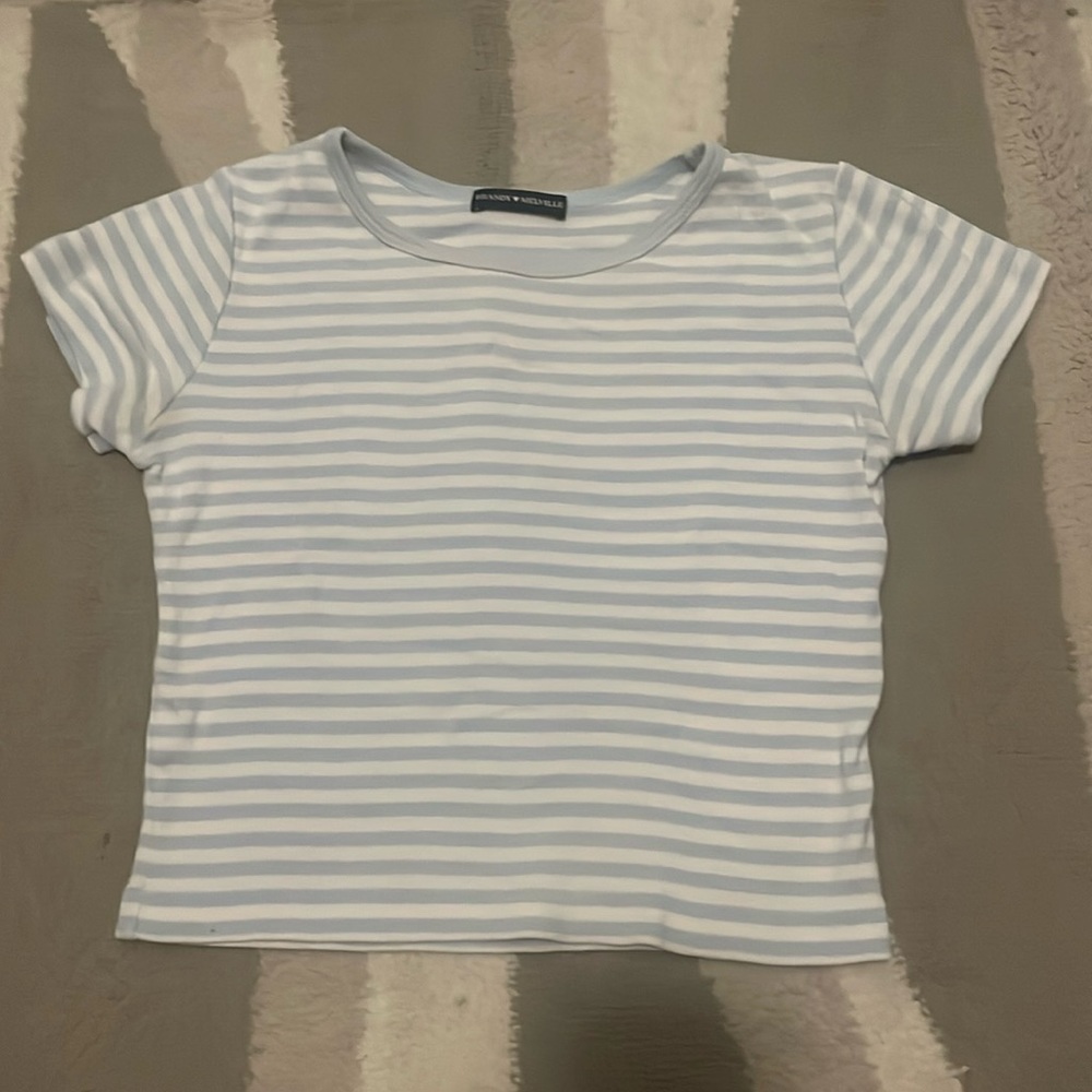 White and blue striped mini tee